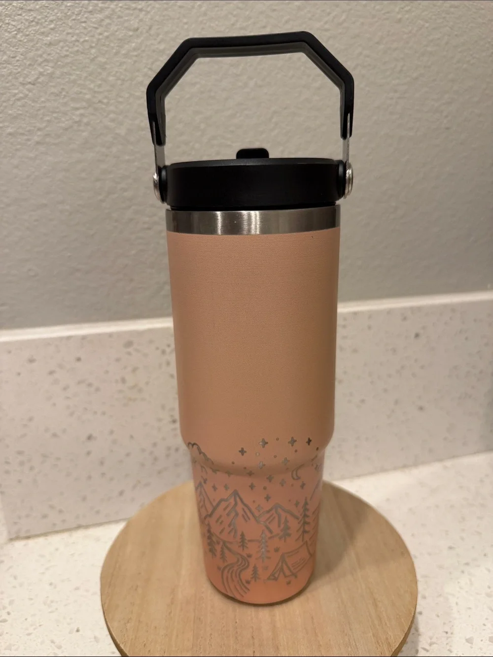 Boise Idaho Freeze Peach Stainless Travel Tumbler with Boise Design NWT Flip Top